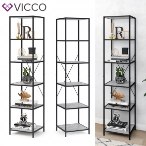 VICCO Loft Standregal Fyrk Bücherregal Wandregal Beton Regal 174x40x40 cm