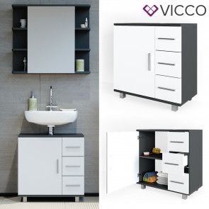 VICCO Waschtischunterschrank ILIAS Weiß Anthrazit