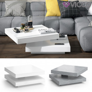 VICCO Couchtisch ELIAS 360° drehbar 70 x 70 x 34 cm Wohnzimmertisch Tisch