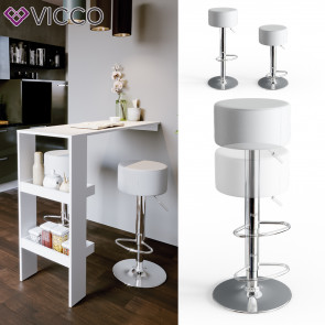 Vicco Design Barhocker 2er Set Weiß