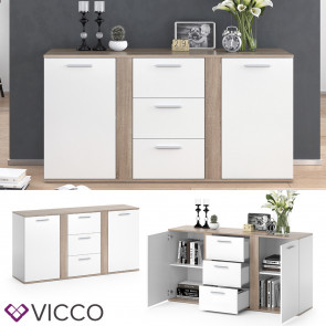 VICCO Sideboard NOVELLI Highboard weiß sonoma Kommode Anrichte Schrank 2 Türen