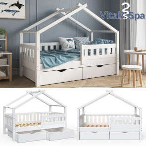 VITALISPA Hausbett DESIGN 160x80 Jugendbett 2 Schubladen Weiß