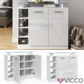 Vicco Kommode Asti 2 Türen weiss hgl LED