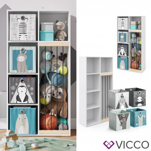 Vicco Kinderregal Kuscheltierbox Aufbewahrung Marvin Bücherregal Weiß Faltbox