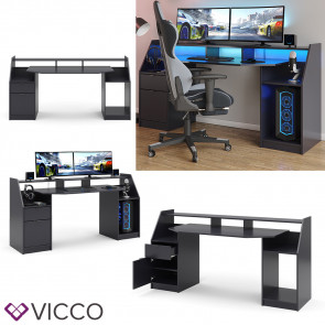 VICCO Gamingtisch JOEL Groß Schwarz