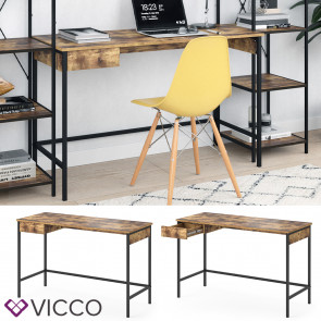 Vicco Schreibtisch Bürotisch Arbeitstisch Fyrk Antikholz-Optik 1 Schublade
