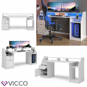 VICCO Gamingtisch JOEL Groß Weiß