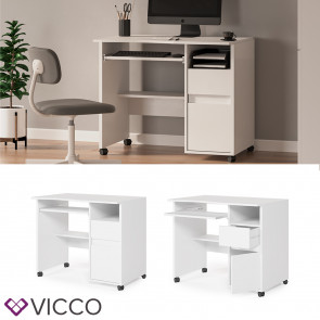 Vicco Schreibtisch Arbeitstisch Computertisch Polo auf Rollen Schubladen Ablagen