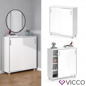 Vicco Schuhschrank Schuhregal Kommode Viva weiß Schiebetüren Organizer für Flur