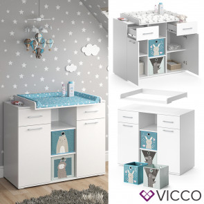 Vicco Wickelkommode Wickeltisch Wickelregal Leonie Wickelaufsatz Kinder-Faltbox