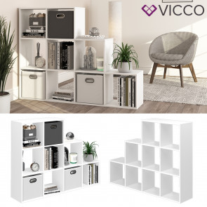 Vicco Treppenregal Raumteiler Bücherregal 9 Fächer weiß Stufenregal Stufenregal