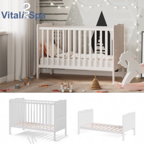 VitaliSpa Gitterbett Babybett Kinderbett Tobi Kombinationsbett umbaubar Weiß