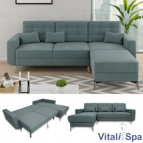 VitaliSpa Ecksofa Schlafsofa Boxspringsofa York blau