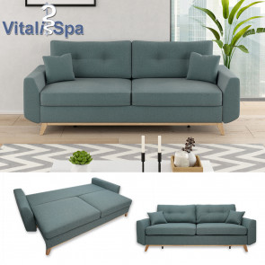 VitaliSpa Schlafsofa Schlafcouch Boxspringsofa Sidney Blau