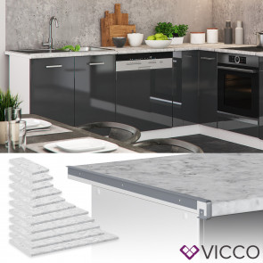 Vicco Küchenarbeitsplatte R-Line, Weiß, 20 cm Marmor-Optik, modern
