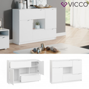 Vicco Kommode RUBEN Weiß 4 Schubladen 120 cm Sideboard Mehrzweckschrank Schrank