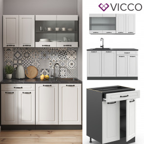 Vicco Küchenzeile Küchenblock Einbauküche R-Line Single Landhaus Anthrazit