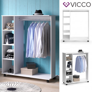 Vicco Garderobe Aufbewahrungsregal Kleiderstange Cosmo Weiß offen Ablage Fächer