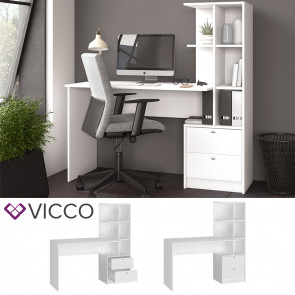 Vicco Schreibtisch Bürotisch Arbeitstisch Denton Weiß 2 Schubladen Ablage Fächer