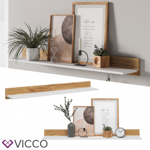 Vicco Regal Wandregal Hängeregal Bronx Weiß/Goldkraft Ablage Wohnzimmerregal