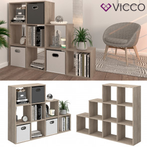 Vicco Treppenregal Raumteiler Bücherregal 9 Fächer Sonoma Stufenregal Regal