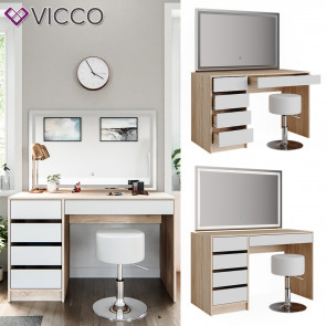 Vicco LED Schminktisch Sherry Sonoma weiß 