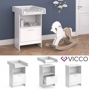 Vicco Wickeltisch Wickelkommode Wickelschrank Leo Wickelaufsatz Schublade Weiß