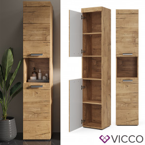 Vicco Hochschrank Badschrank Badezimmerschrank Luna 2 Türen Ablage 5 Fächer