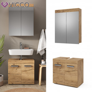 Vicco Badmöbel Set Badezimmermöbel Luna Spiegelschrank + Waschtischunterschrank