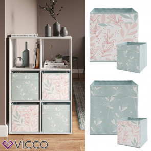 Vicco Faltbox Aufbewahrungsbox Regalbox Türkis Rosa Floral 3 Hartkarton Ablage