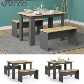 Vicco Tischgruppe Sitzgruppe Esszimmer Sentio Esstisch Anthrazit Eiche 110 cm