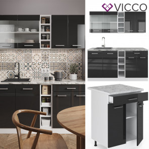 Vicco Küchenzeile Küchenblock Einbauküche R-Line Single Weiß Anthrazit Arbeitsplatte