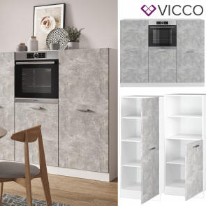 Vicco Küchenzeile Küchenblock Einbauküche R-Line Weiß Beton Backofen Küchenschrank