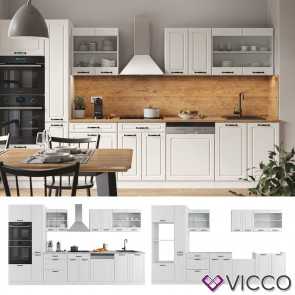 Vicco Küchenzeile Küchenblock Einbauküche R-Line 350 cm Landhaus Weiß Küche