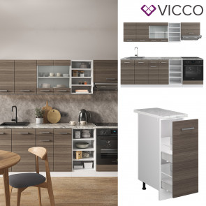 Vicco Küchenzeile Küchenblock Einbauküche R-Line 240 cm Weiß Edelgrau Arbeitsplatte