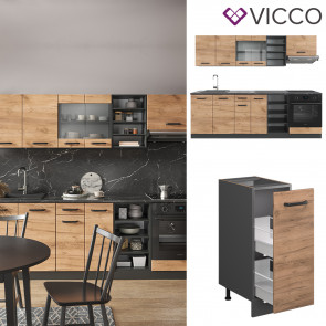 Vicco Küchenzeile Küchenblock Einbauküche R-Line 240 cm Anthrazit Eiche Küche
