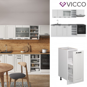 Vicco Küchenzeile Küchenblock Einbauküche R-Line 240 cm Landhaus Weiß Küche