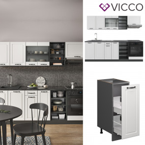 Vicco Küchenzeile Küchenblock Einbauküche R-Line 240 cm Landhaus Anthrazit Weiß Küche
