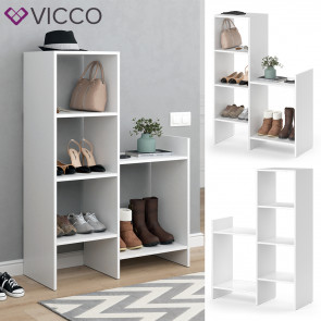 Vicco Schuhregal Flurregal Schuhorganizer Tito Weiß Schuhablage Aufbewahrung 2er