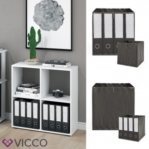 Vicco Raumteiler Würfelregal Standregal Tetra Weiß Faltbox Wohnzimmer Regal 73x72 cm modern Ablage 4 Fächer Dekoregal Ordnerregal Aufbewahrung