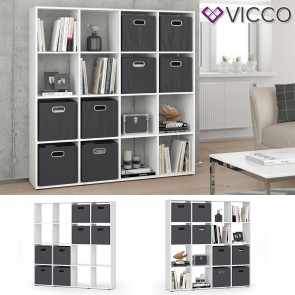  Vicco Raumteiler Bücherregal Standregal 16 Fächer Weiß Karree Faltboxen Regal