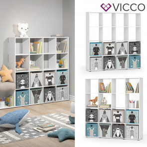  Vicco Raumteiler Bücherregal Standregal 16 Fächer Weiß Karree Kinder-Faltboxen