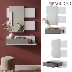 Vicco Flurschrank Flurspiegelschrank Garderobe Phil Weiß Anthrazit 75x95 cm modern Dielen Schrank Organizer Aufbewahrung Spiegel Ablage Schubladenfach