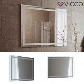 Vicco Badspiegel Viola mit LED-Beleuchtung 80x65cm, Spiegel für das Badezimmer