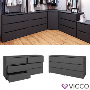 Vicco Kommode Sideboard Mehrzweckschrank Ruben Anthrazit Schublade 160 cm Ablage