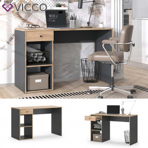 Vicco Schreibtisch Sirio 120x75cm, Goldkraft/Anthrazit, Bürotisch mit Schublade