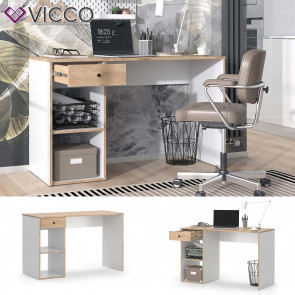 Vicco Schreibtisch Sirio 120x75cm, Goldkraft/Weiß, Bürotisch mit Schublade