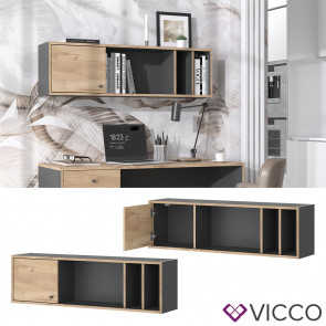Vicco Wandregal hängend Sirion 110x32cm, Goldkraft/Anthrazit, offenes Bücherregal