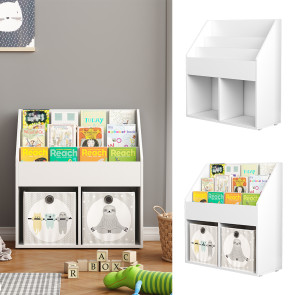 Vicco  Kinder Bücherregal Conny 72 x 79 cm, Weiß, Kinderregal mit großen Ablagen
