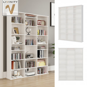 Livinity CD-Regal Anna, 105 x 136 cm, Weiß, Standregal mit 21 Fächern für 800 DVDs